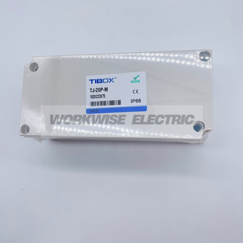 "TIBOX" TJ-20P-M กล่องพลาสติก พร้อมเทอร์มินอลบล็อก (Plastic Terminal Block Box IP66) 20Pole 10A Size : 223x100x75 mm.