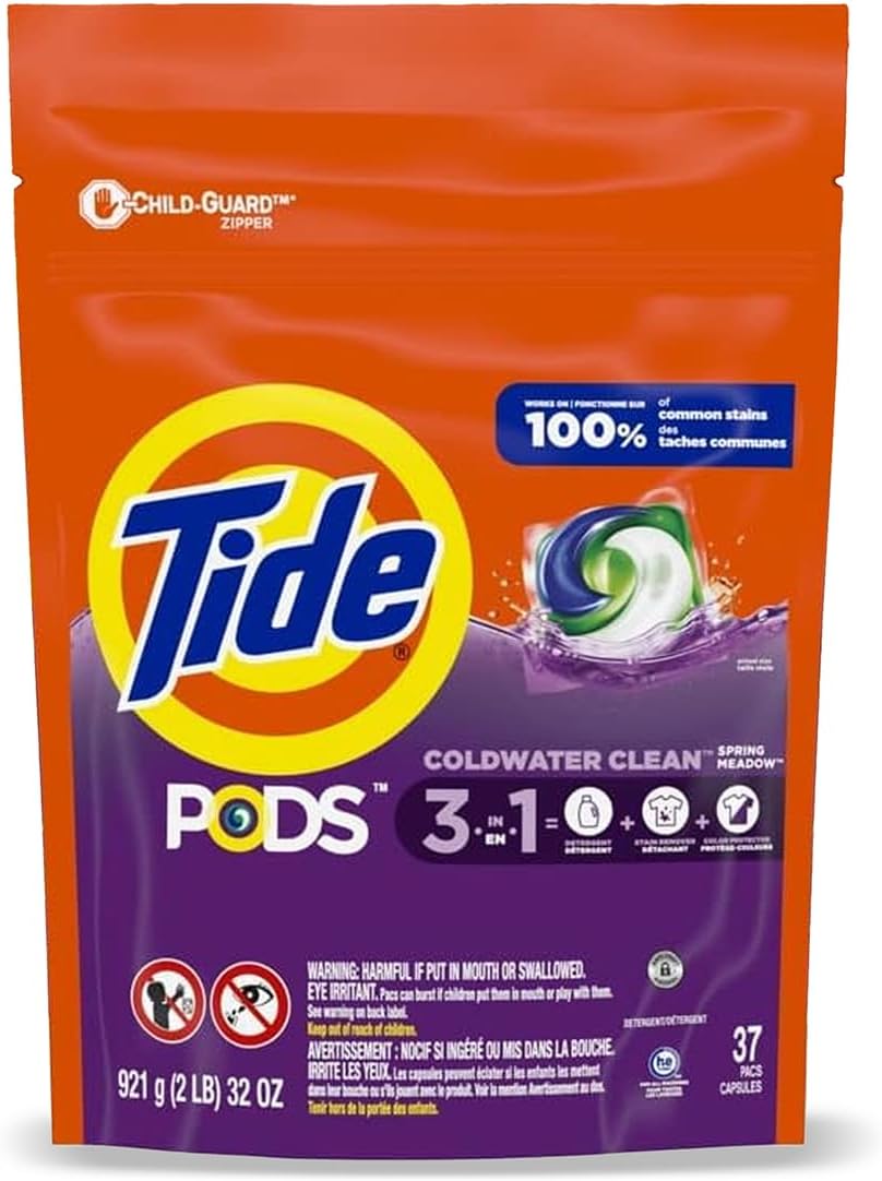 Tide PODS Laundry Detergent Pacs, Spring Meadow เจลบอล เม็ดซักผ้า ขจัดคราบสกปรก 39 เม็ด