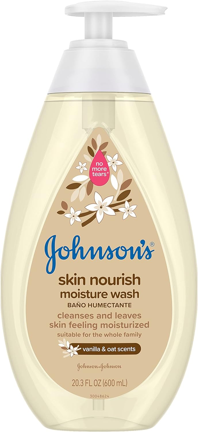 สบู่เด็กจอห์นสัน เบบี้ สบู่อาบน้ำจอห์นสัน Johnson's Skin Nourishing Moisture Baby With Vanilla & Oat Body Wash 20.3 Oz