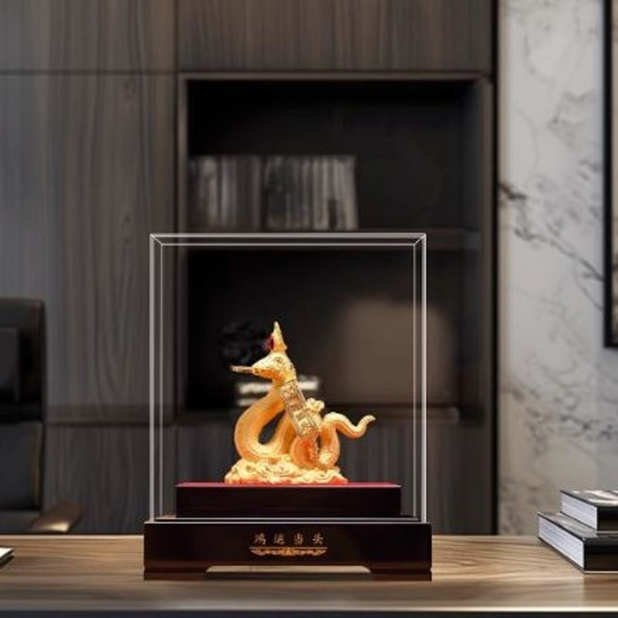 CT224B161 HAOYUN รูปปั้นงูมงคล งูทอง ปีมะเส็ง Snake ของมงคล ของขวัญเลื่อนตำแหน่ง ของขวัญขึ้นบ้านใหม่