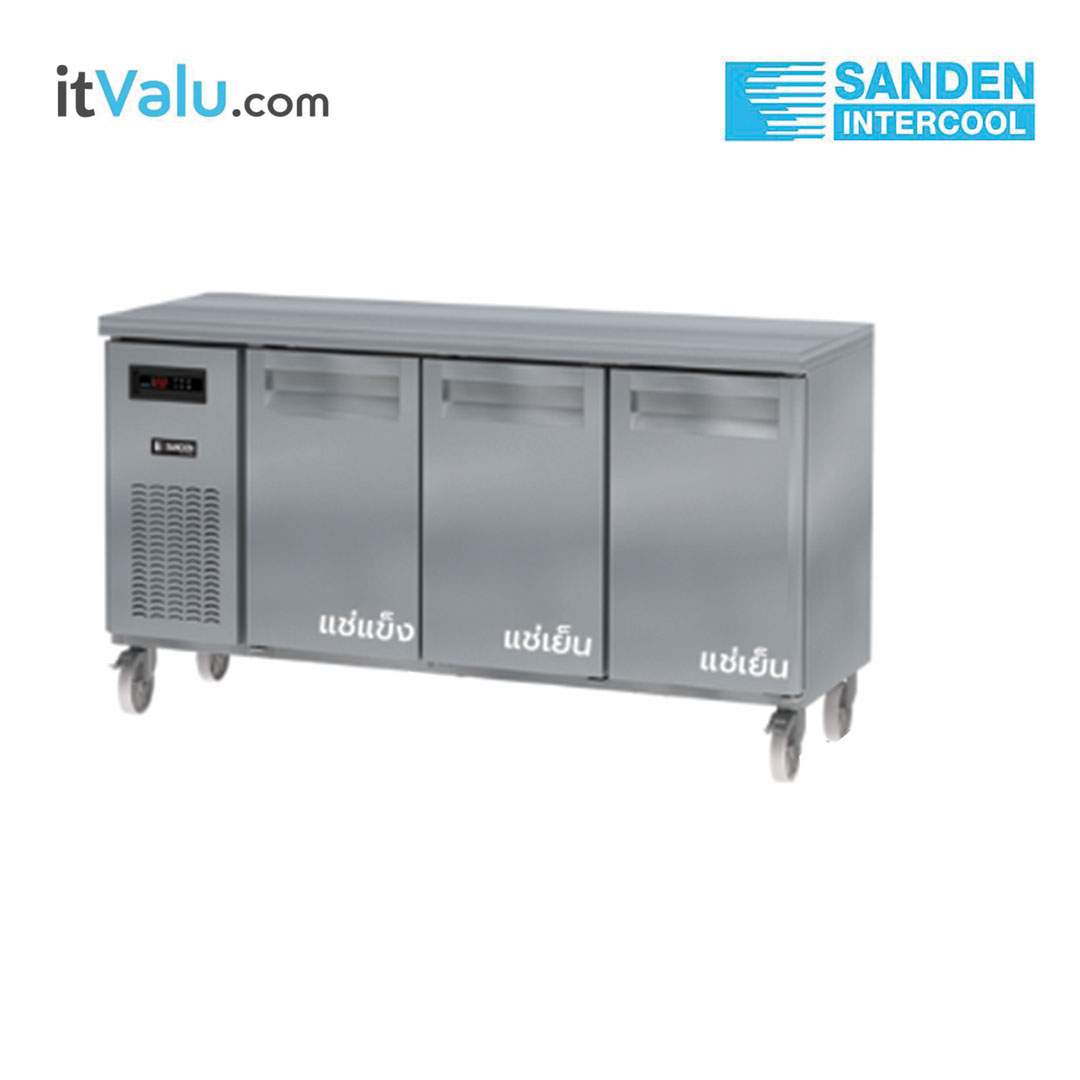 ตู้แช่สแตนเลสเคาน์เตอร์ Sanden ฝาทึบ 3 ประตู แช่เย็น และ แช่แข็ง รุ่น SCD3-1807AS ความจุ ช่องแช่เย็น 211 ลิตร / ช่องแช่แข็ง106 ลิตร กว้าง 180 ซม. ลึก 75 ซม. สูง 85 ซม. รับประกันความเย็น 1 ปี รับประกันคอมเพรสเซอร์ 1 ปี