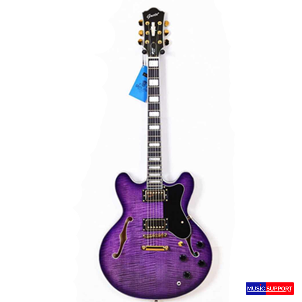 กีตาร์ไฟฟ้า GROTE Semi-Hollow Purple Flame Maple Top Gold Hardware