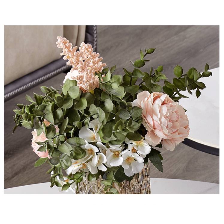 CT031E020 DECHOMEแจกันสีเงิน แจกันตกแต่งบ้าน แจกัน ดอกไม้ปลอมเหมือนจริง ดอกไม้ประดิษฐ์พร้อมแจกัน flower vase