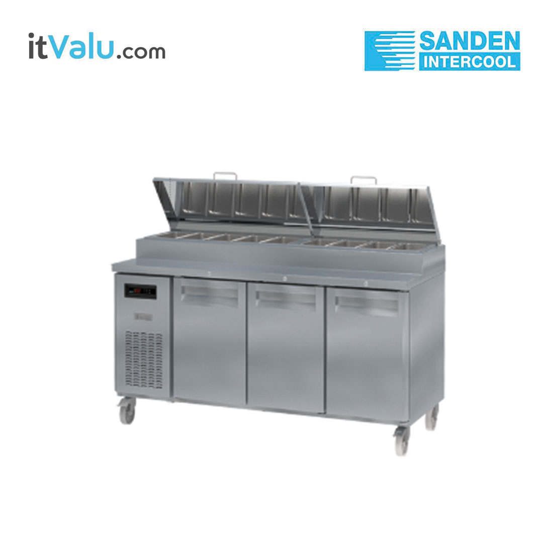 ตู้แช่เย็นเคาน์เตอร์สแตนเลส Sanden ตู้พิซซ่าบาร์ 180 รุ่น SPC3-1807AS ความจุ 420 ลิตร ขนาด 180 x 75 x 85 ซม. รับประกันความเย็น 1 ปี รับประกันคอมเพรสเซอร์ 1 ปี