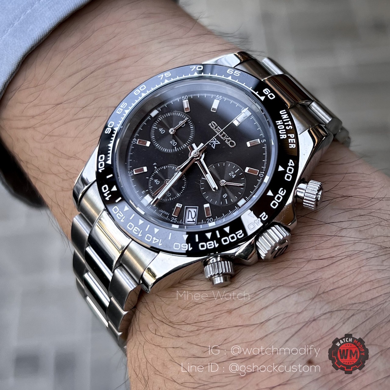 SEIKOMOD Black Daytona Chronograph with Quartz Movement and Sapphire Glass