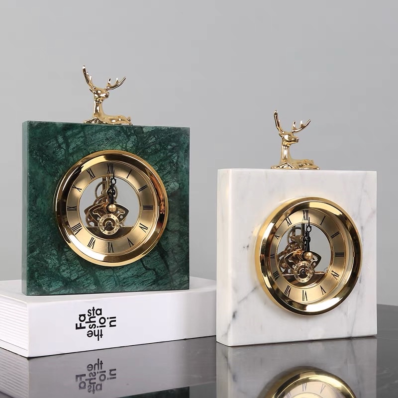 CT085C019 INTERY นาฬิกาหรูตั้งโต๊ะ นาฬิกาตั้งโต๊ะ นาฬิกาแต่งห้อง นาฬิกาฮวงจุ้ย นาฬิกาสีทองตั้งโต๊ะ European-style table