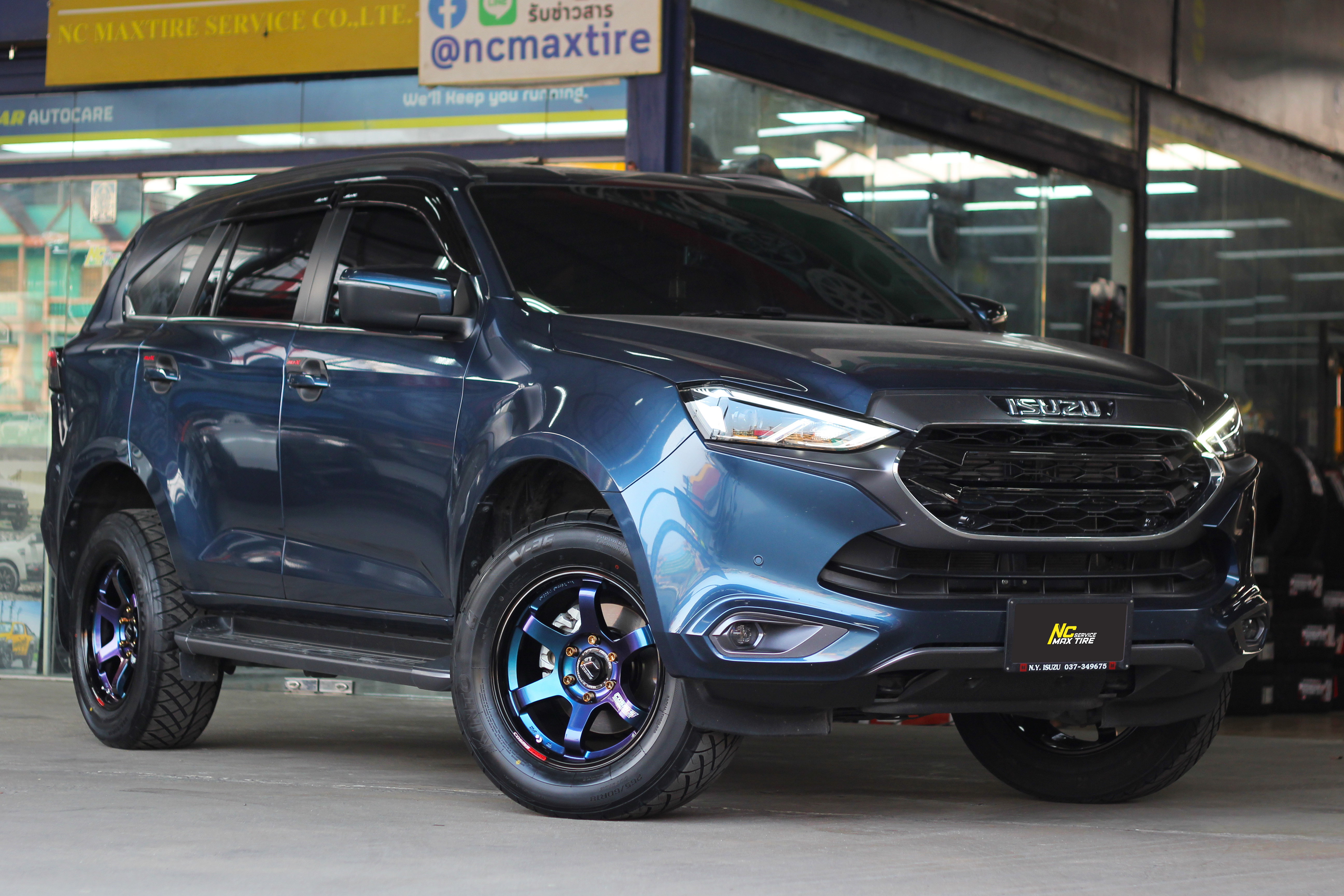 Isuzu Mu-X / ล้อแม็กขอบ18 / Cosmis / RG-06S / 18x9.0 6H139.7 ET15 / ล้อแม็กสีน้ำเงินเฉดพาวเวอร์+เพลท / Custom Color / SUV / PPV / NC