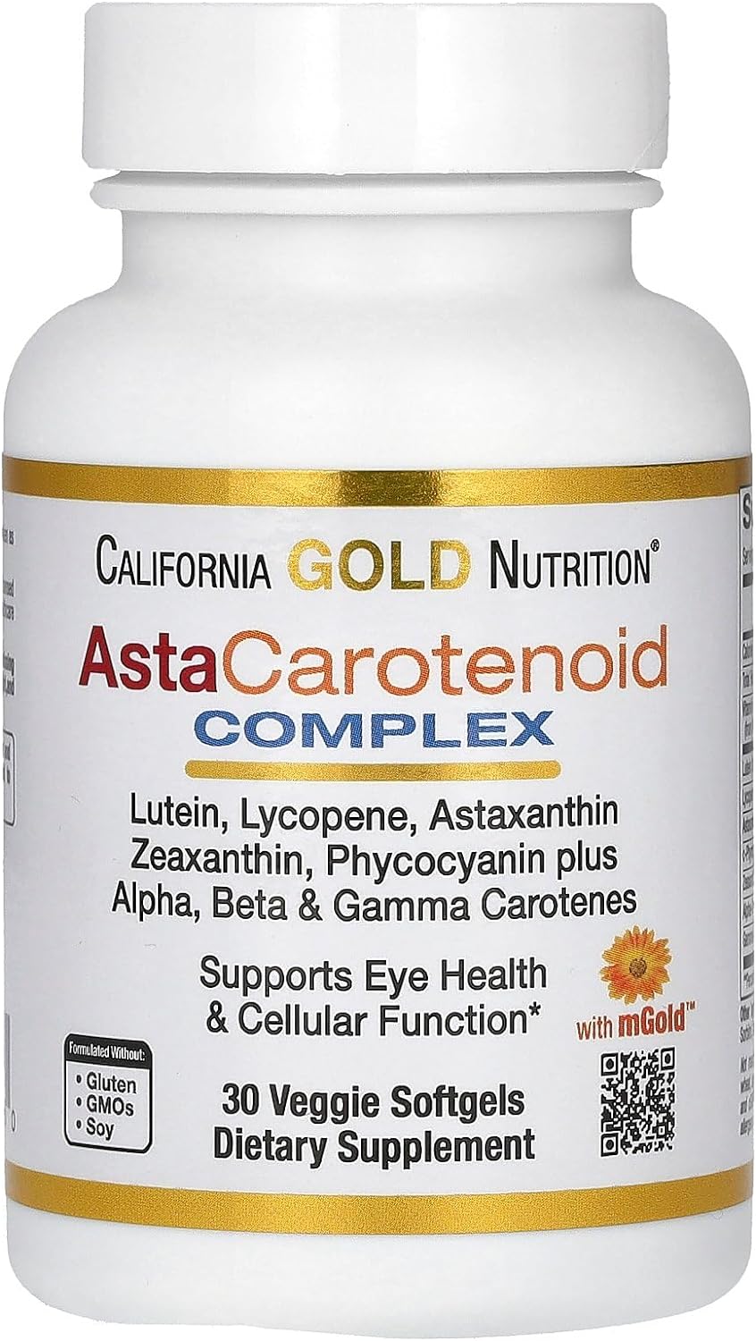 California Gold Nutrition Astaxanthin Carotenoid Complex, Lutein, Lycopene, Astaxanthin อาหารเสริมที่มีสารต้านอนุมูลอิสระ
