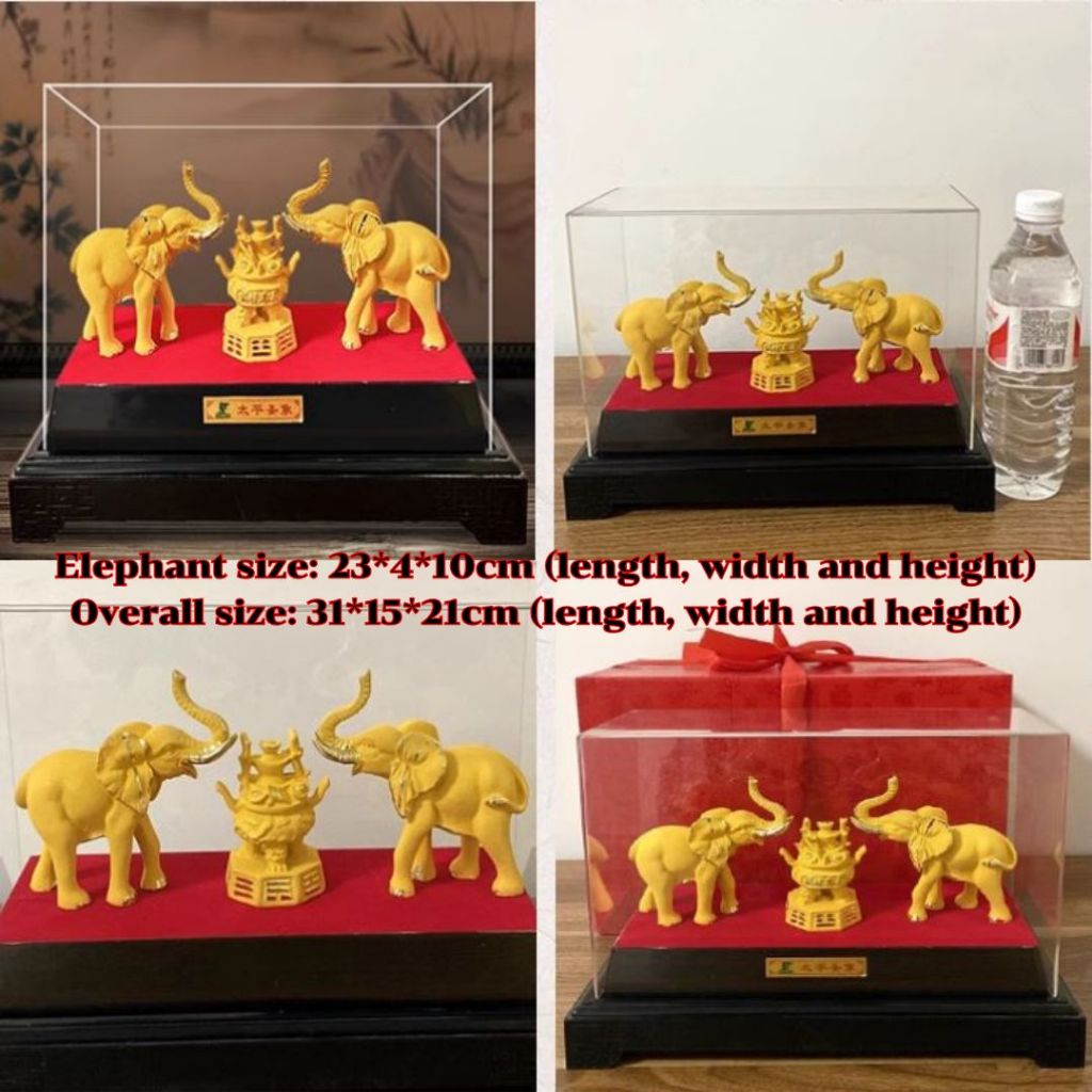 CT232B176 HAOYUN ช้างมงคล สีทอง มงคล ของขวัญเลื่อนตำแหน่ง ของขวัญขึ้นบ้านใหม่ ขนเงินขนทอง รับทรัพย์ โมเดลทรายทอง