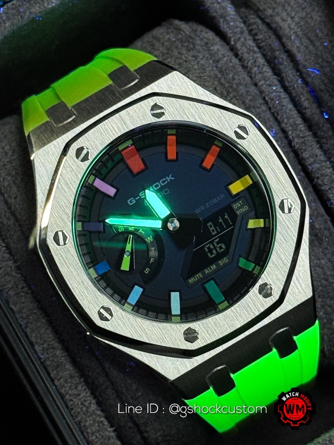 G-shock Casioak Rainbow Light Green Lambo Rubber Strap