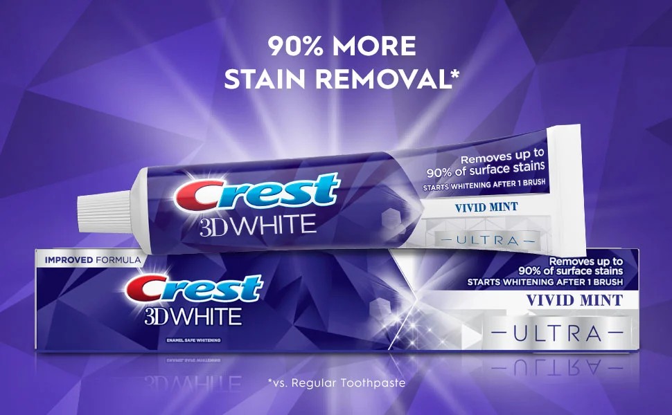 Crest 3D White Ultra Whitening Toothpaste,Vivid Mint
