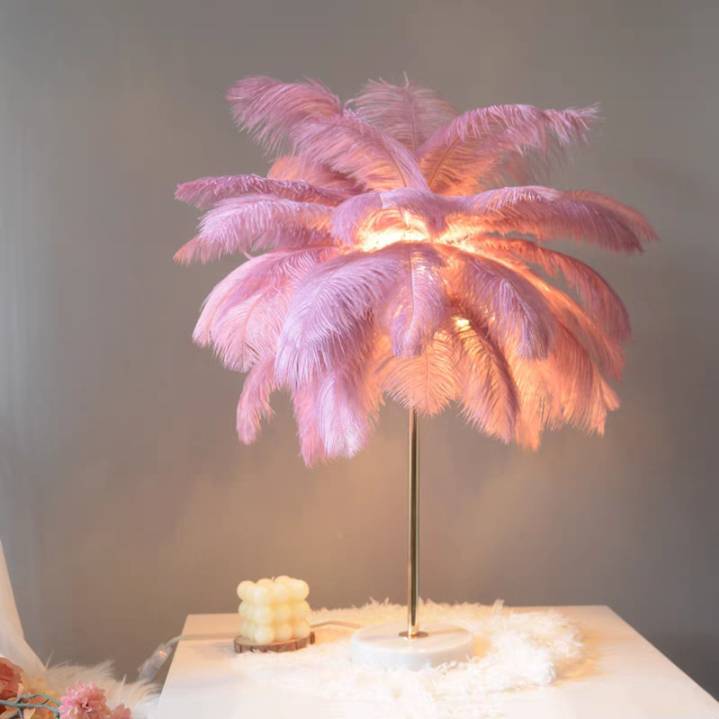 CT191A150 SOTMIA โคมไฟตั้งโต๊ะขนนกกระจอกเทศ โคมไฟตั้งโต๊ะ Feather Lamp