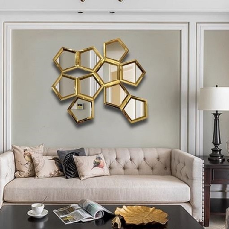 CT218G019 SOSHOKU กระจกรังผึ้ง กระจก Mirror ตกแต่งผนัง ตกแต่งบ้าน ร้านอาหาร Wall decoration เสริมฮวงจุ้ย