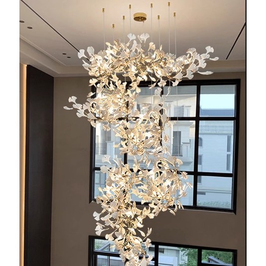 CT200A183 SOTMIA โคมไฟใบแปะก๊วย โคมไฟระย้าโถงบรรได Chandelier แชนเดอเรียยาว