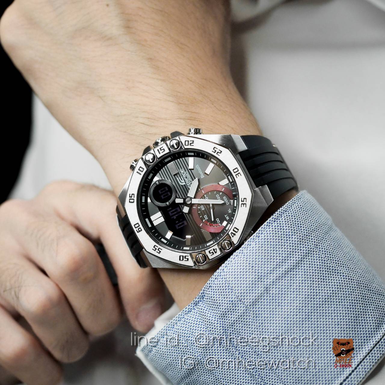 นาฬิกา คาสิโอ้ Edifice Sport Steel รุ่น Bluetooth สายเรซิ่น ของแท้ 100% ประกันศูนย์ Central