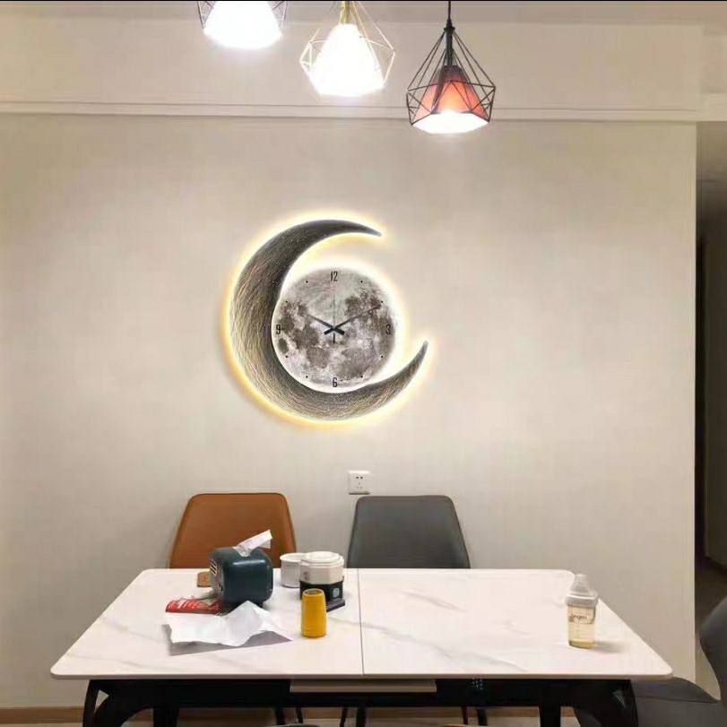 CT190C037 INTERY นาฬิกาดวงจันทร์ นาฬิกาติดผนัง ภาพติดผนัง