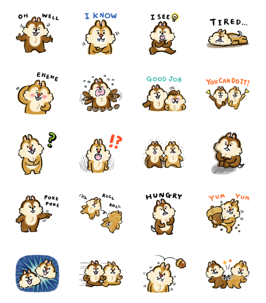 ขายสติกเกอร์ไลน์ ชิพ แอนด์ เดล กลิ้งกลุกๆ