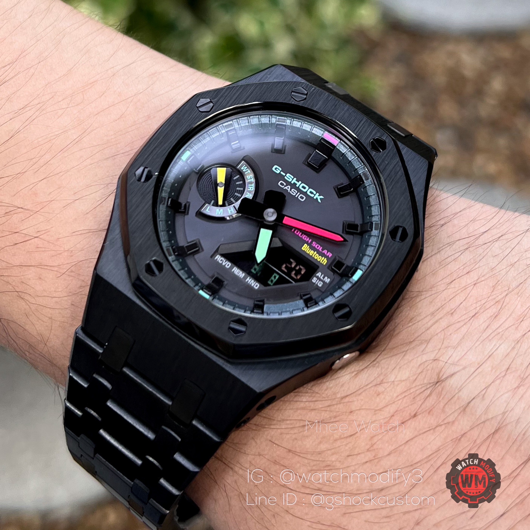 G-Shock Tough Solar Casioak Neon Tron Dial Black Steel AP Style