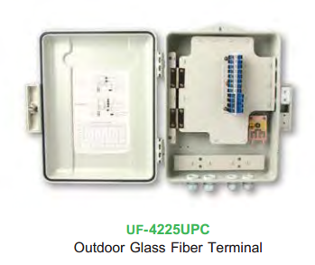 UF-4225UPC Outdoor 16 SC/UPC F.O Glass Fiber Terminal Box (w/16 adapter & pigtail ) [H375 x W285 x D100]