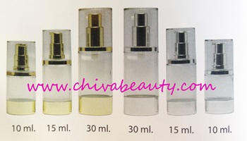 ขายส่ง ปลีก บรรจุภัณฑ์ ขวดสูญญากาศใส แบน บรรจุเซรั่ม โลชั่น ขนาด 10 ml,15 ml,30ml