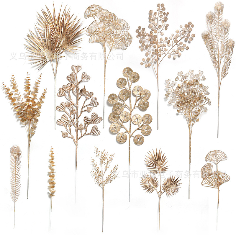 กิ่งไม้สีทอง ใบไม้สีทอง ยูคาลิปตัสทอง ตกแต่งห้อง ประกอบฉาก ST502E806