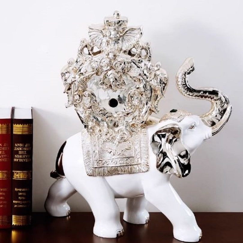 CT215C049 INTERY นาฬิกาช้าง นาฬิกาตั้งโต๊ะ ของขวัญขึ้นบ้านใหม่ แต่งโรงแรม ช้าง Clock