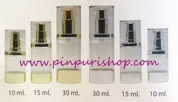 ขายส่ง ปลีก บรรจุภัณฑ์ ขวดสูญญากาศใส แบน บรรจุเซรั่ม โลชั่น ขนาด 10 ml,15 ml,30ml