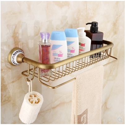 CT189D089 TSUKAERU ชั้นวางของในห้องน้ำสีทอง ชั้นวางของในห้องน้ำทองแดง สไตล์ยุโรป