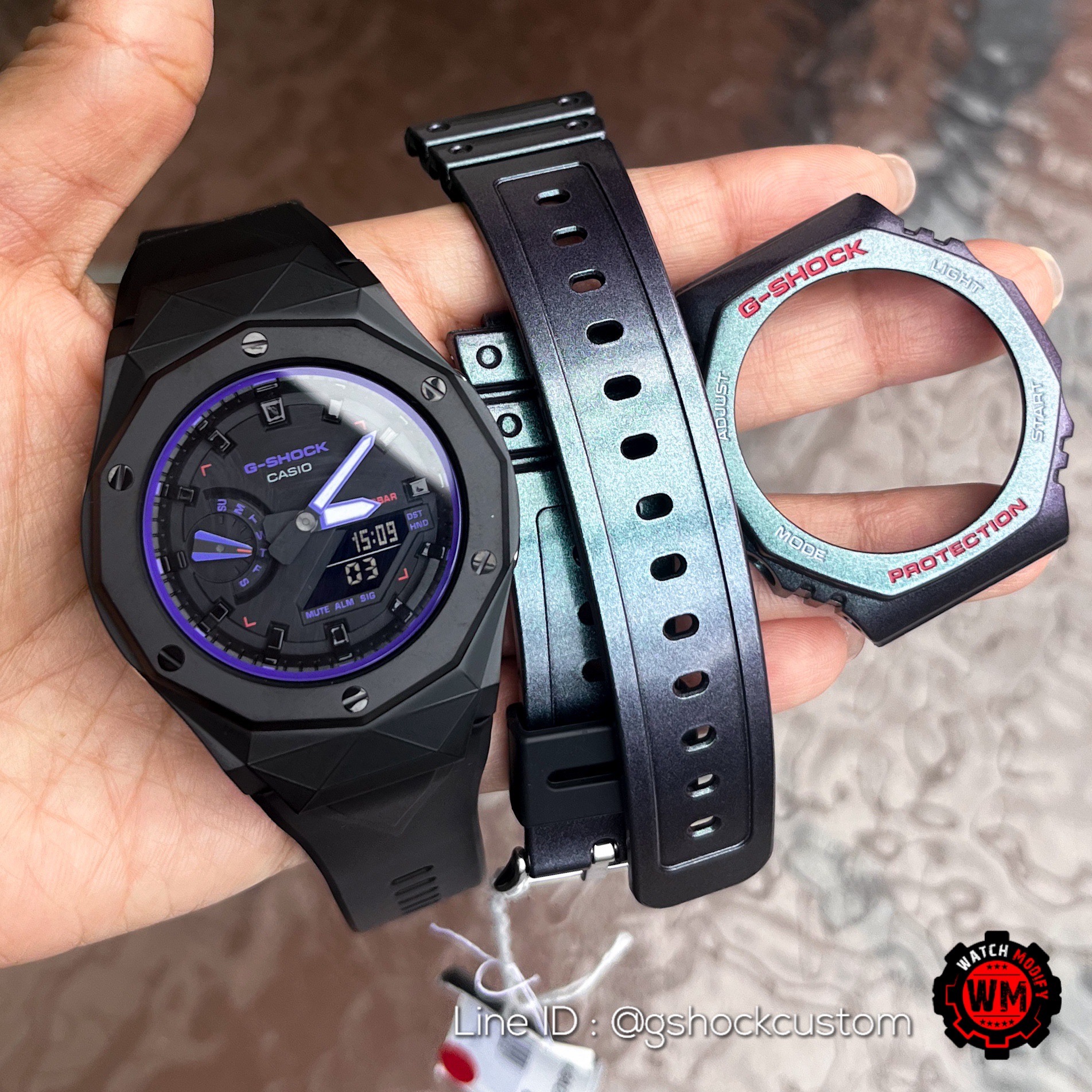G-Shock Black Pather Hublot Design Big Bang with Black Rubber Strap