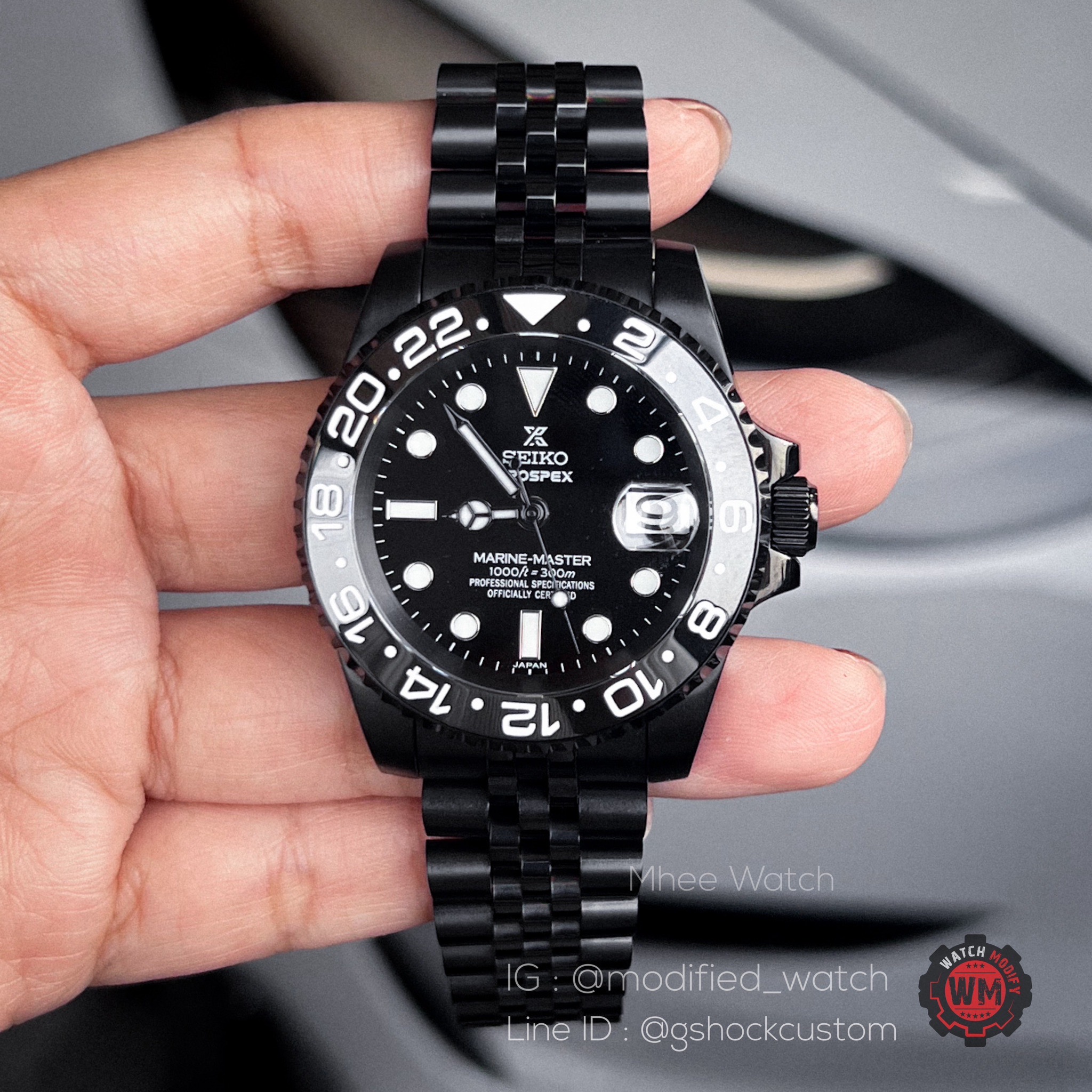 Seikomod Black PVD Darth Vader Edition in Submarine Model Jubilee Strap with Solid Black Case