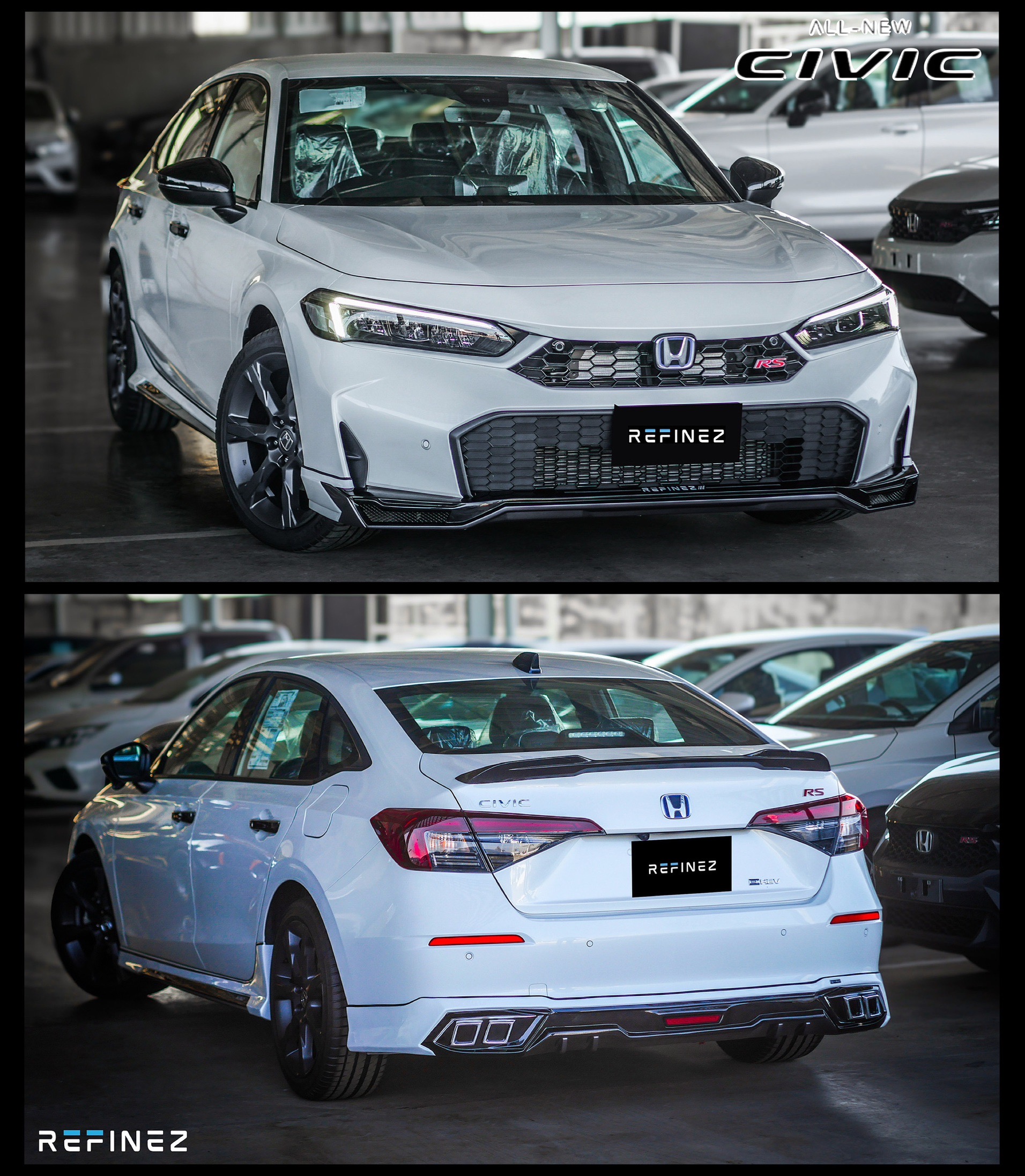 ชุดแต่ง Civic FE Minor Change 2024 2025 REFINEZ - หล่อหรูกับสเกิร์ตรอบคัน Honda Civic FE MC แต่งสวย ของแต่ง Civic FE