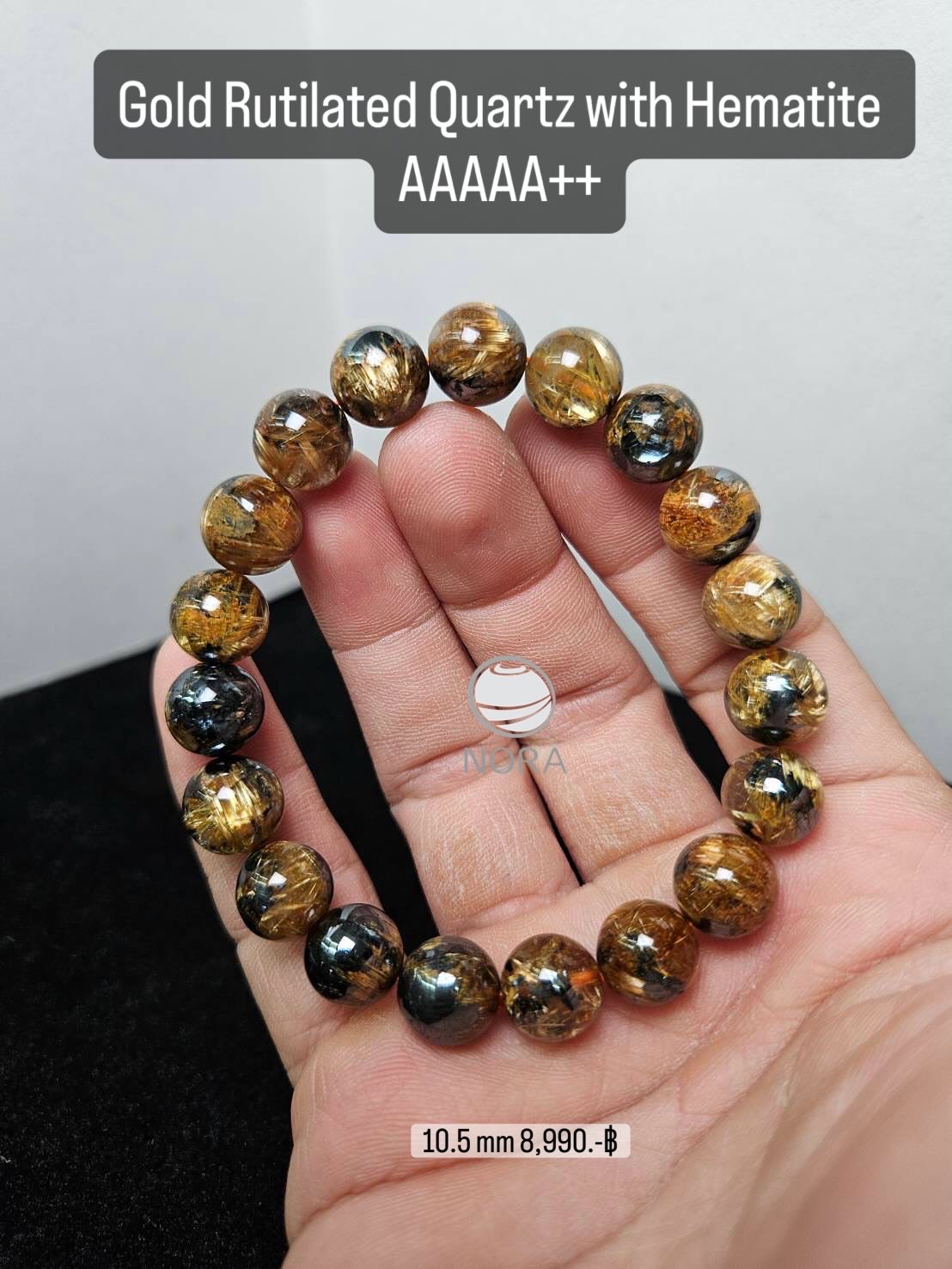 หินไหมทองเฮมาไทต์ Gold Rutilated Quartz with Hematite ตัวท๊อปที่สุด ไหมใส แร่แน่น แผ่นทองชัด