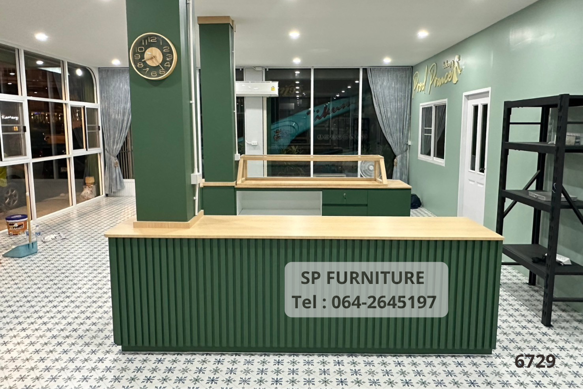เคาน์เตอร์ร้านเบเกอรี่ เคาน์เตอร์แนววินเทจ เคาน์เตอร์หุ้มเสา