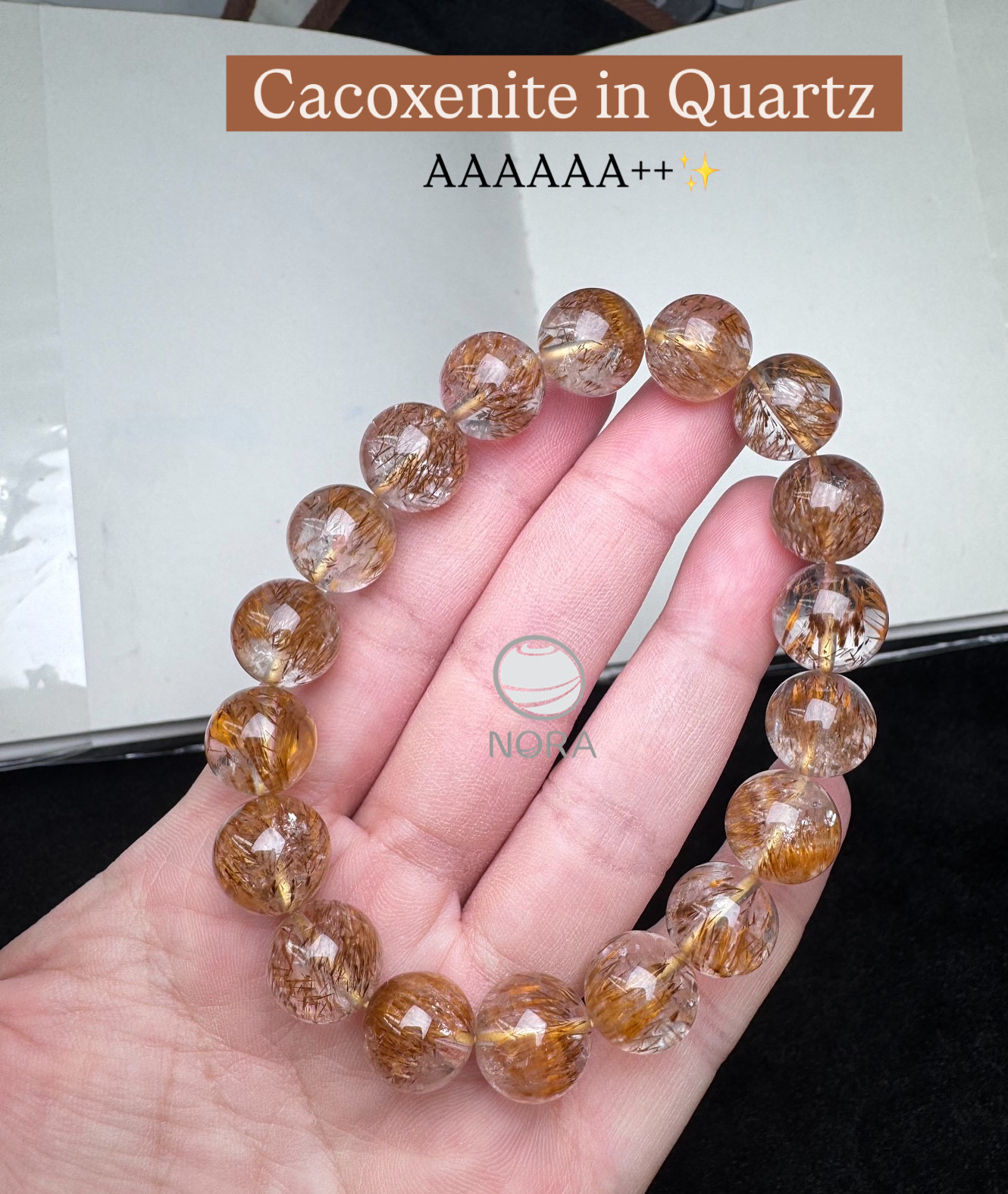 Cacoxenite in Quartz พลอยคาค๊อกซิไนต์ในหินควอตซ์ คัดเกรดพรีเมี่ยมดีที่สุด งานหายาก น้ำใสมาก