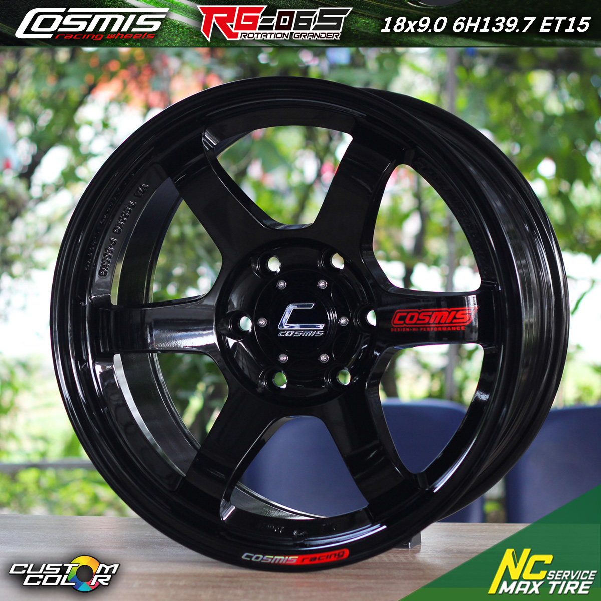 ล้อแม็กขอบ18 / Cosmis / RG-06S / Deep Black / ล้อแม็กสีดำ / Custom Color / 18x9.0 6H139.7 ET15