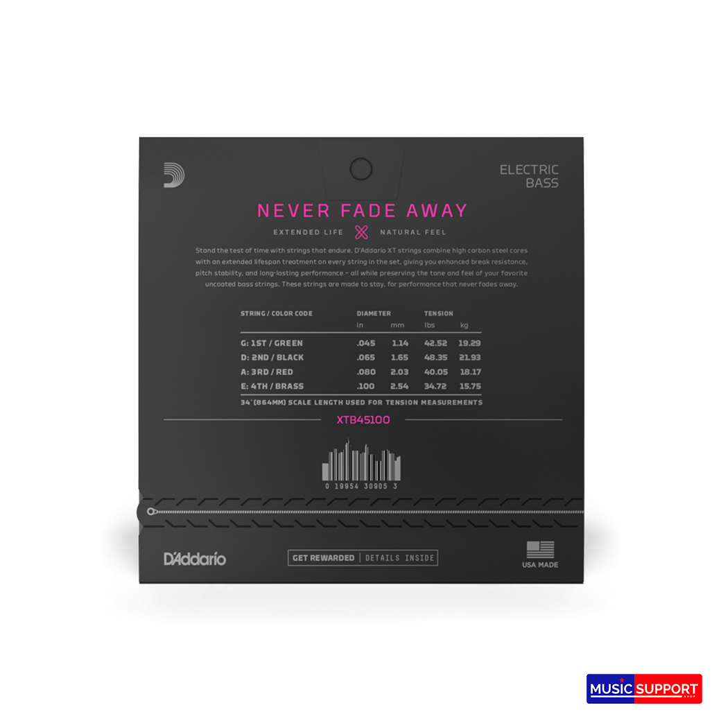 D’Addario XTB45100 45-100 Regular Light / Long Scale สายกีตาร์เบส 4 สาย