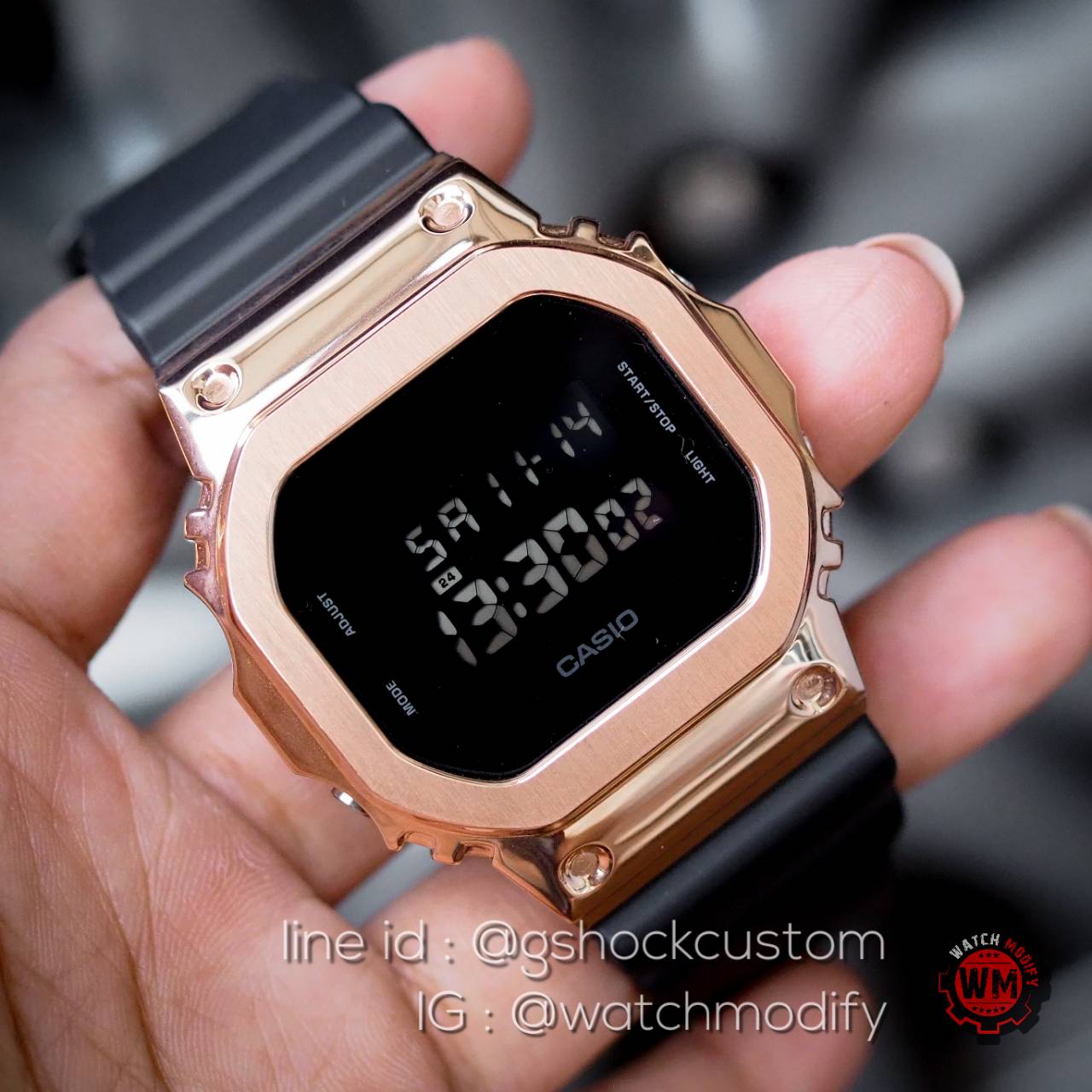 Dw-5600 ยักษ์เล็กCustom ใส่กรอบMetal Rose Gold