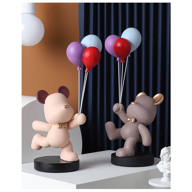 CT076B072 FAMITOSS โมเดลหมี หมีถือลูกโป่ง หมี ของแต่งบ้าน หมีแต่งบ้าน หมีแต่งห้อง