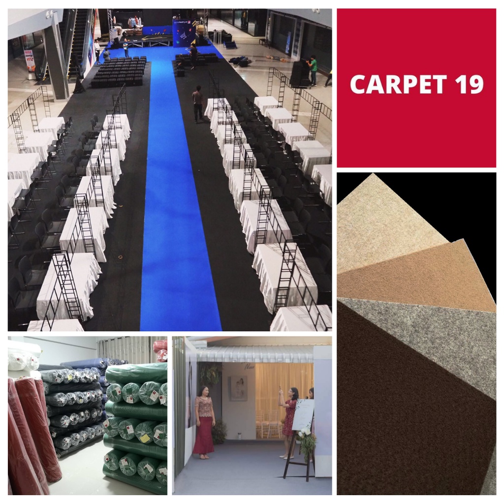(ออกใบกำกับได้) 💖💖ราคายกม้วน!!CARPET19 พรมอัดเรียบ มีหลายสี รุ่น L2 หนา 2.5-3.0 มม.ขนาด 2x25 ม.