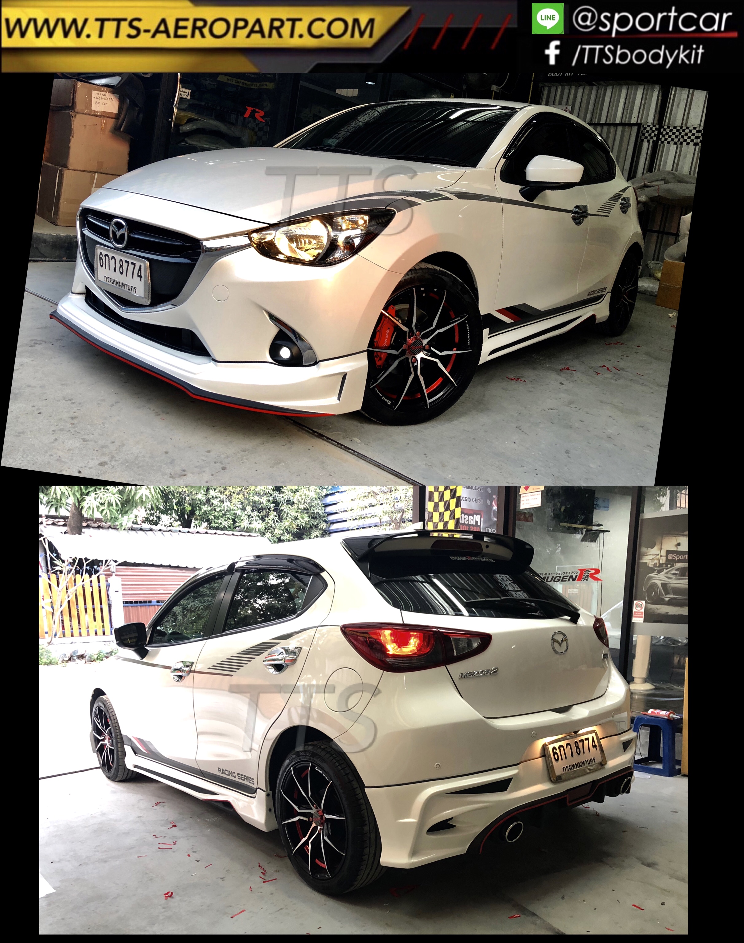 ชุดแต่ง Mazda2 2017 2018 2019 5ประตู STROM, สเกิร์ตรอบคัน Mazda2 Skyactiv มาสด้า2 แต่งสวย