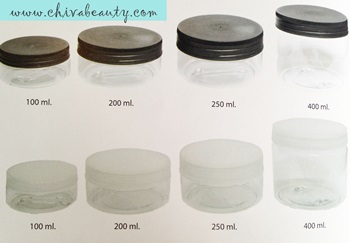 ขายส่ง ปลีก กระปุกครีมพาสติกใสทรงกลมแบน ขนาด 100 g , 200 g, 250g , 400g