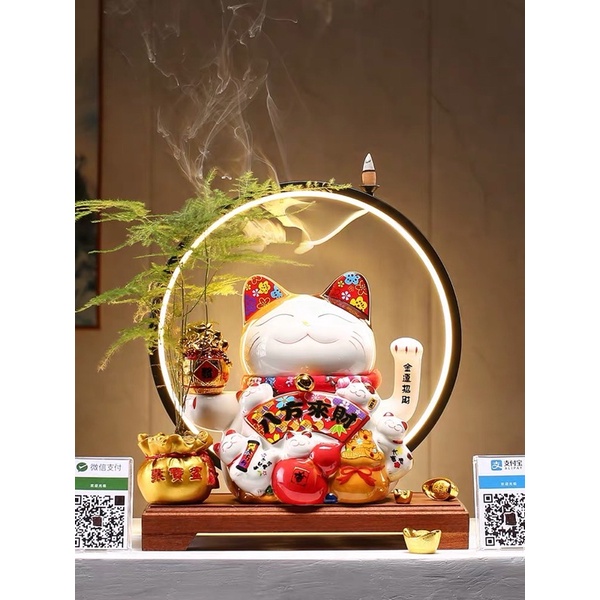 CT097B070 HAOYUN แมวกวัก แมวกวักรับทรัพย์ ตุ๊กตาแมวกวัก แมวนำโชค แมวกวักญี่ปุ่น ตุ๊กตาแมว โมเดลแมวกวัก โคมไฟLed