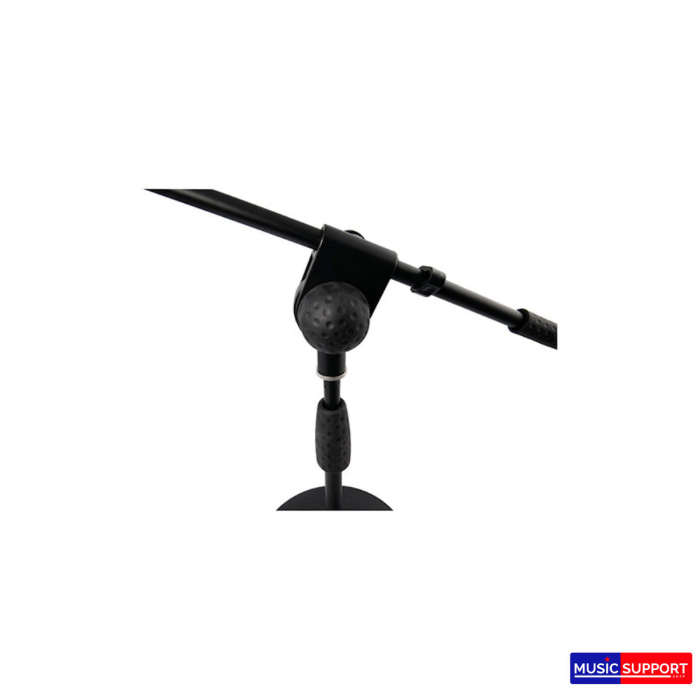 ขาตั้งไมคโ์ครโฟนบูมสั้นแบบแป้นกลม Quiklok A-495 BK EU short round-base microphone stand w/telescopic boom