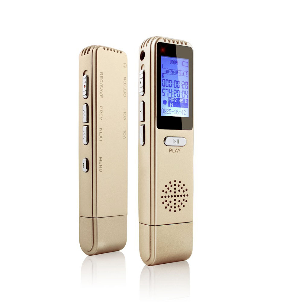 เครื่องบันทึกเสียง สีทอง รุ่น 807 V.2 Gold Edition หน้าจอแสดงผล LCD screen ความจุ 8 GB ขนาด 9.2 x 2.1 x 1.2 cm