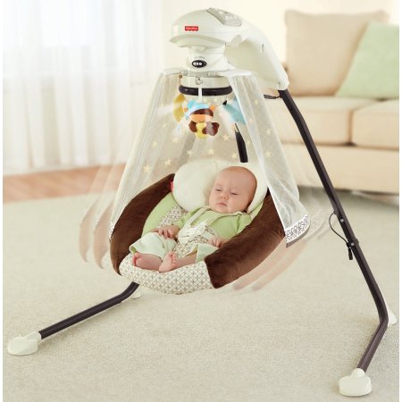 Fisher Price Starlight Papasan Cradle Swing, Nite Nite Monkey เปลสวิง เปลไกวไฟฟ้า ใช้ไฟบ้านได้