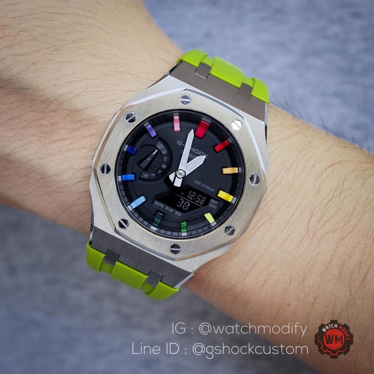 G-Shock AP Rainbow Rubber Stainless Ga-2100 สีเขียวแลมโบ
