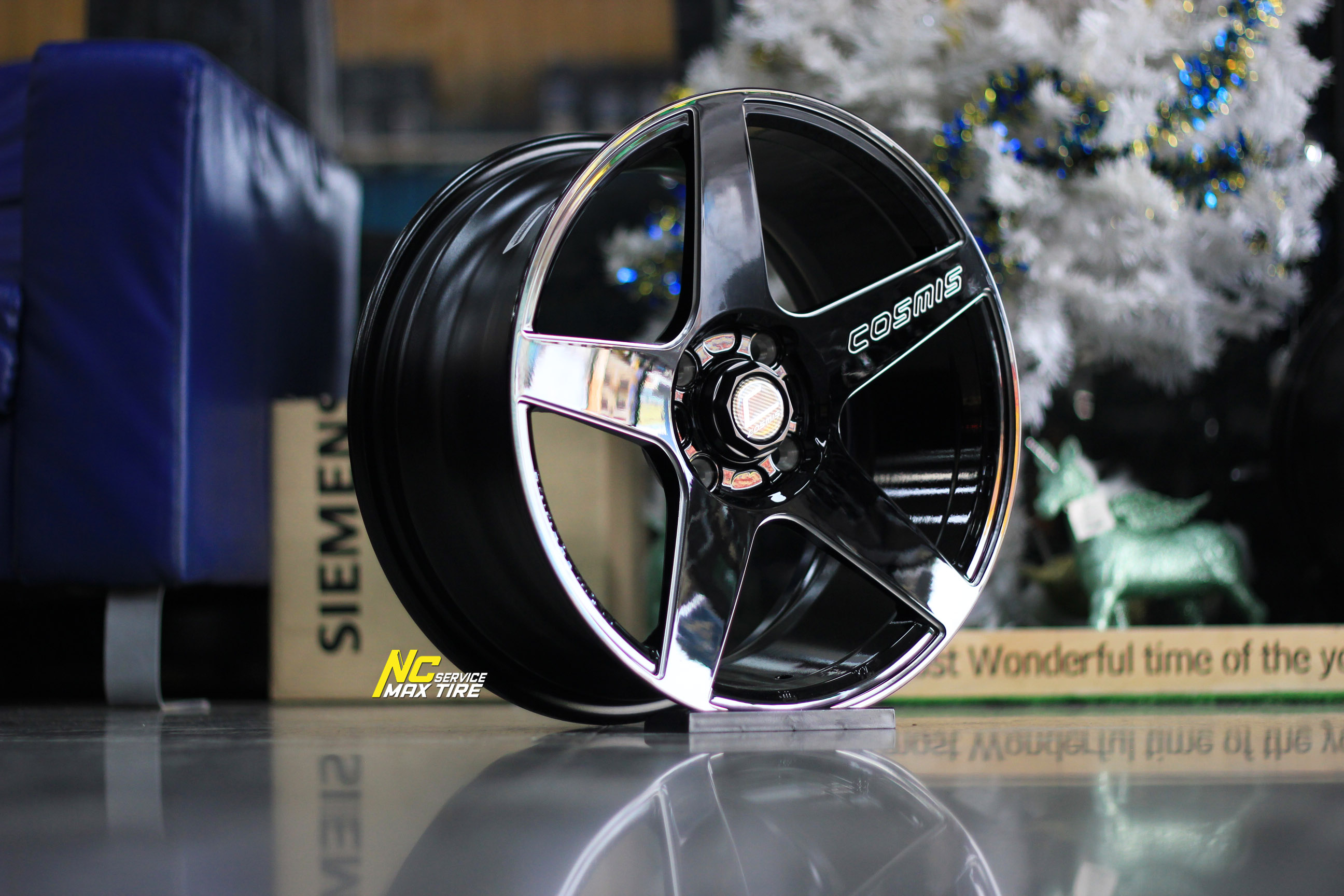 ล้อแม็กขอบ15 / Cosmis / LW05 / ExtendTech / 15X6.5 4H100 ET35 / สีดำเงาCNC