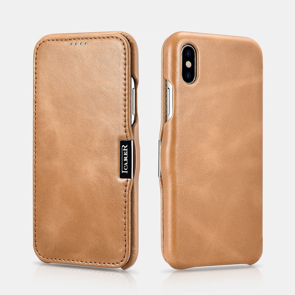 เคสหนัง iCarer iPhone X Vintage Series Genuine Leather Case รุ่น RIX01