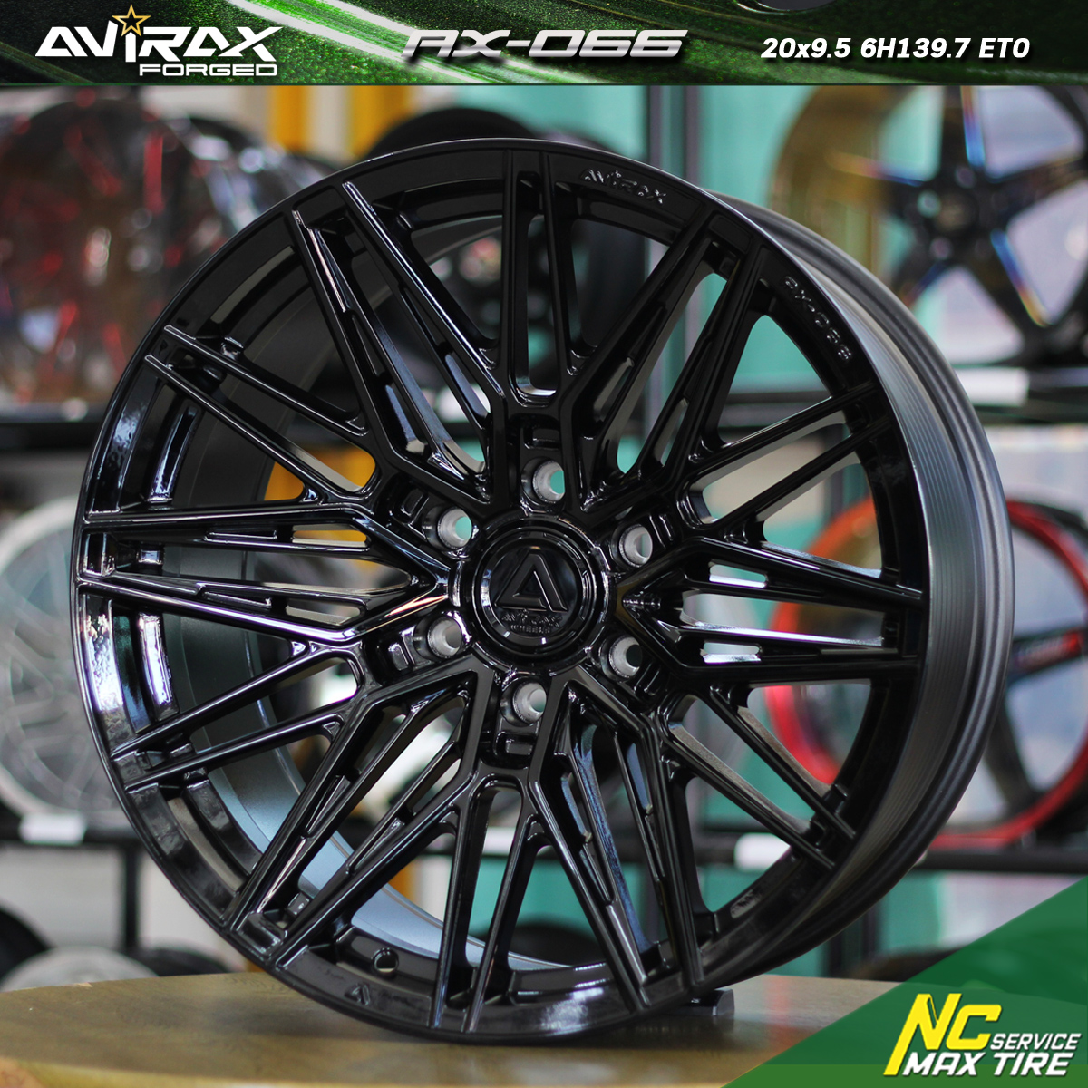 ล้อแม็กออฟโรด / ขอบ20 / AVIRAX FORGED / AX : 066 / ดำเงา / 20x9.5 6H139.7 ET0 / สำหรับกระบะตัวสูง และ PPV