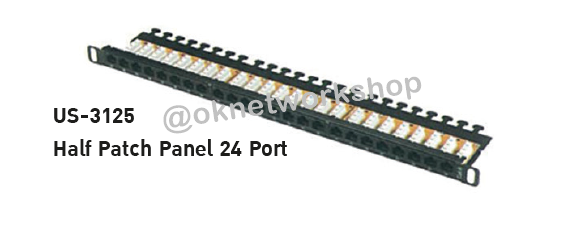 US-3125 CAT6 Half-U PATCH PANEL 24 Port (0.5U) w/MANAGEMENT